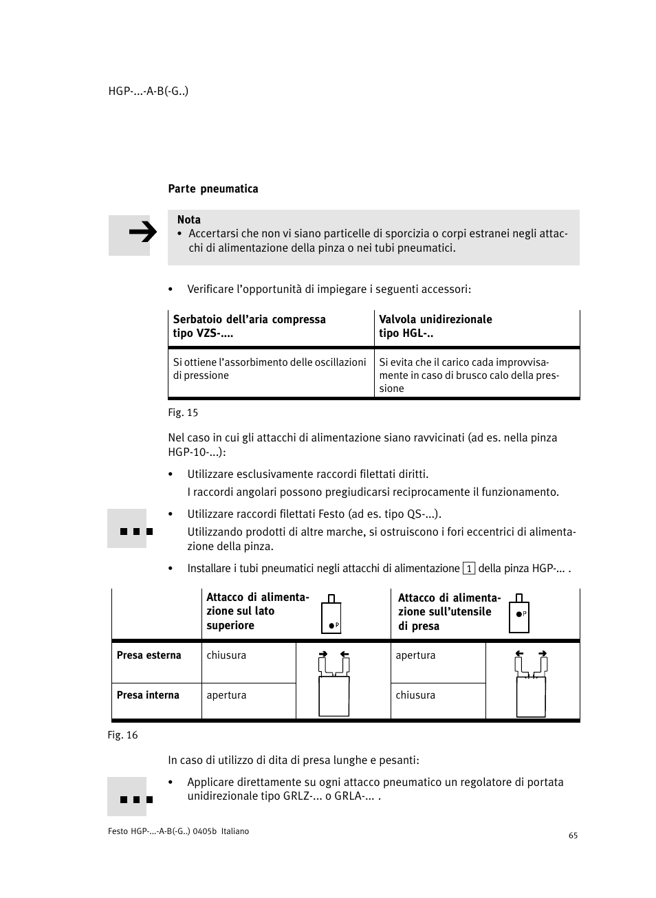 Parte pneumatica | Festo Параллельный захват HGP User Manual | Page 65 / 88