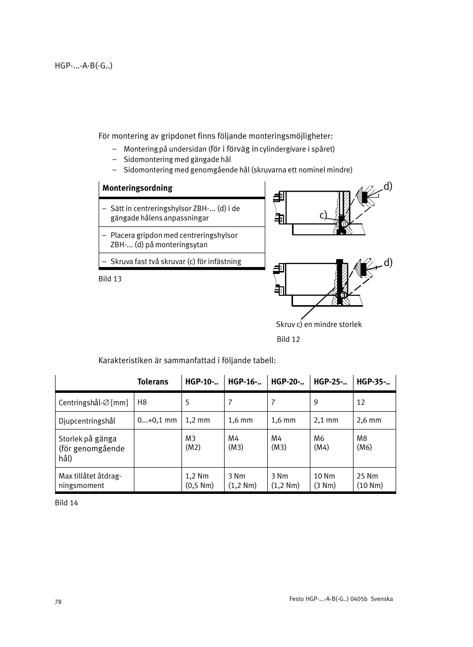 D) c) | Festo Параллельный захват HGP User Manual | Page 78 / 88