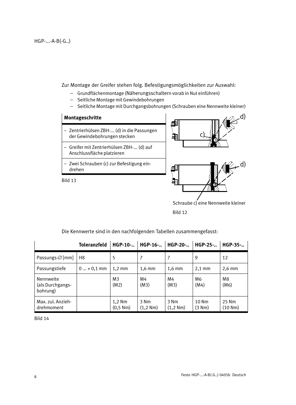 D) c) | Festo Параллельный захват HGP User Manual | Page 8 / 88