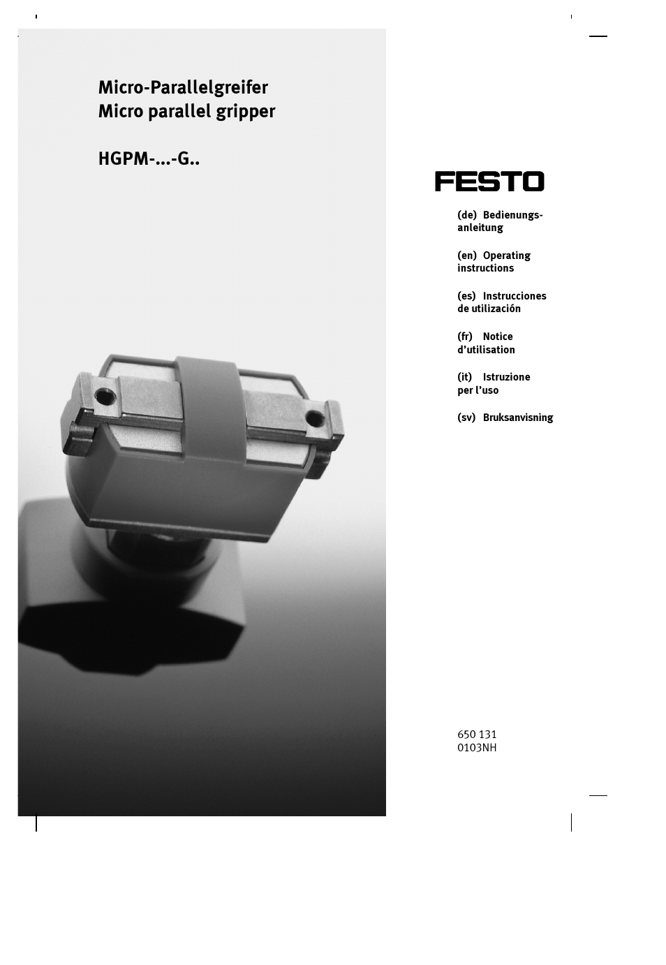 Festo Параллельный захват HGPM User Manual | 52 pages