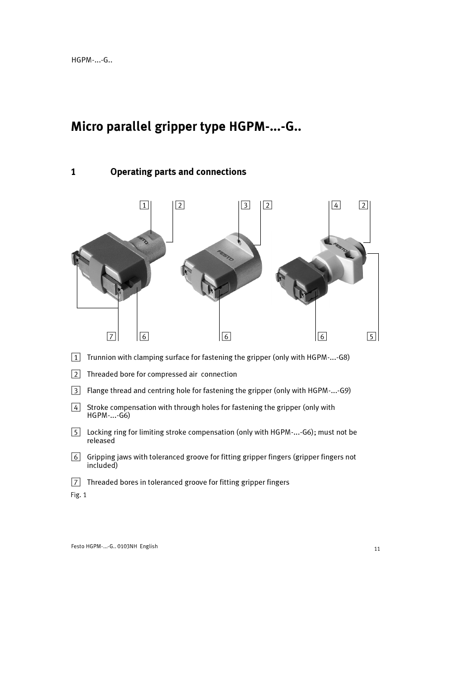 Micro parallel gripper type hgpm-...-g.. english | Festo Параллельный захват HGPM User Manual | Page 11 / 52