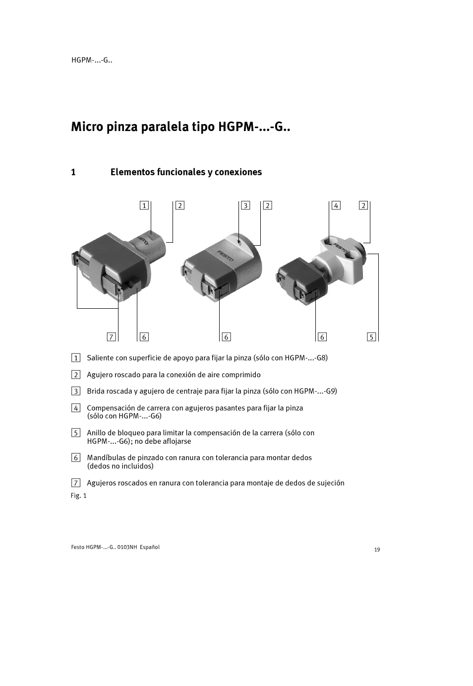 Micro pinza paralela tipo hgpm-...-g.. español | Festo Параллельный захват HGPM User Manual | Page 19 / 52