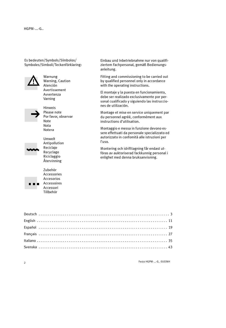 Festo Параллельный захват HGPM User Manual | Page 2 / 52