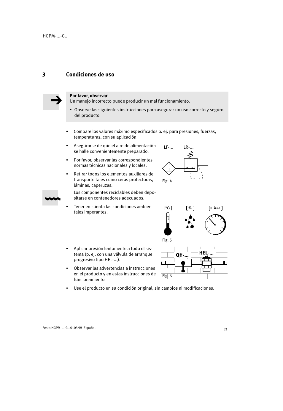 3condiciones de uso | Festo Параллельный захват HGPM User Manual | Page 21 / 52