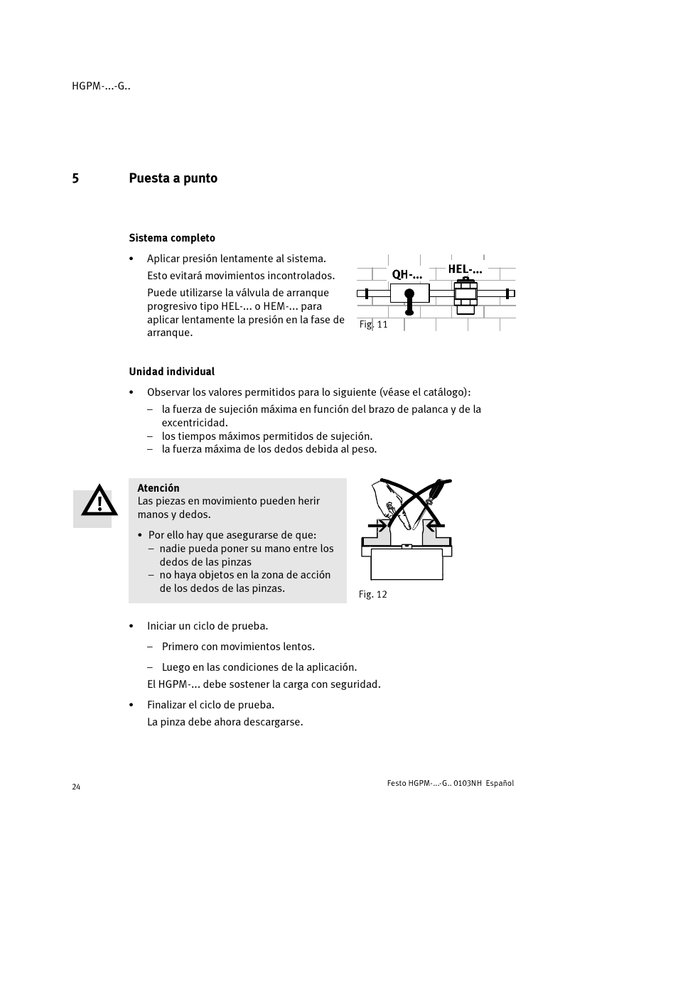 5puesta a punto | Festo Параллельный захват HGPM User Manual | Page 24 / 52