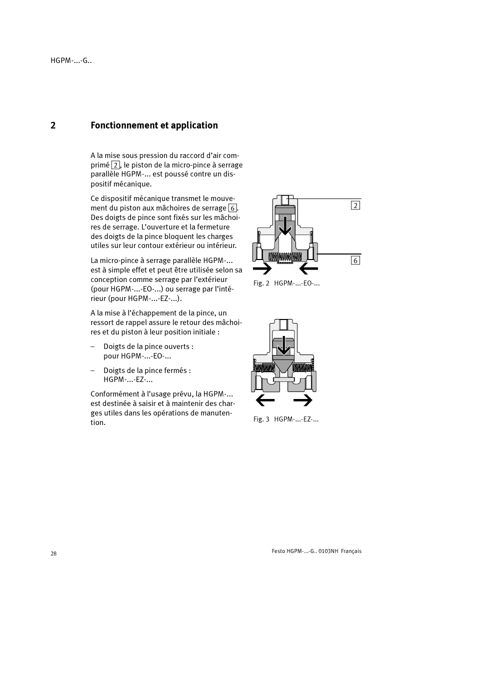 2fonctionnement et application | Festo Параллельный захват HGPM User Manual | Page 28 / 52