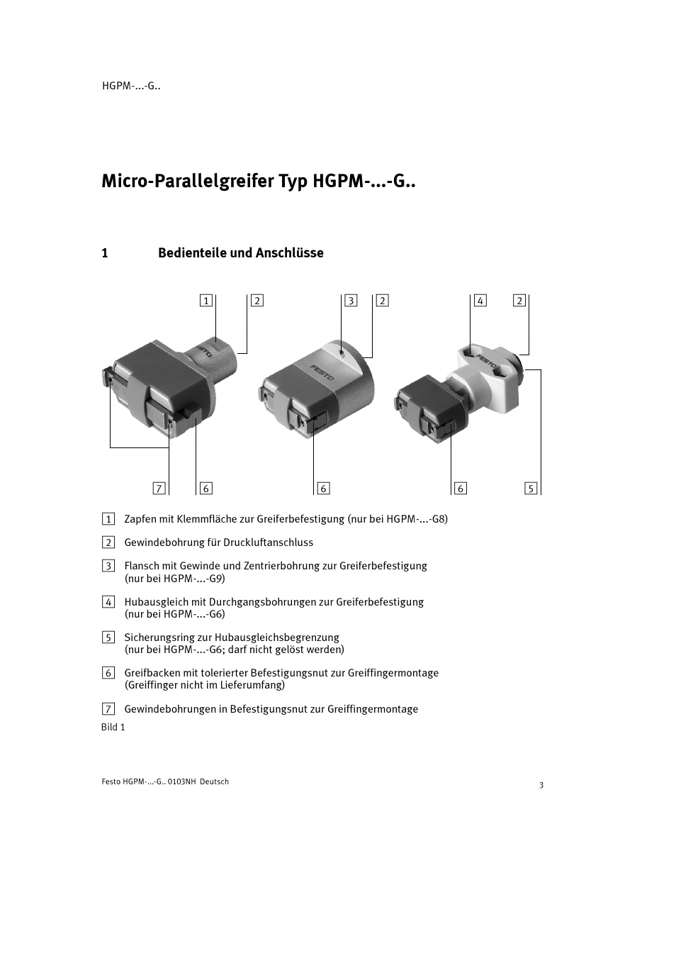 Micro-parallelgreifer typ hgpm-...-g.. eutsch | Festo Параллельный захват HGPM User Manual | Page 3 / 52
