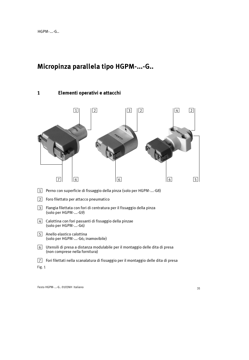 Micropinza parallela tipo hgpm-...-g.. italiano | Festo Параллельный захват HGPM User Manual | Page 35 / 52