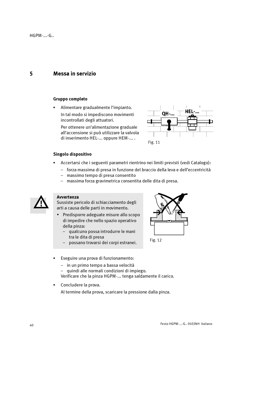 5messa in servizio | Festo Параллельный захват HGPM User Manual | Page 40 / 52