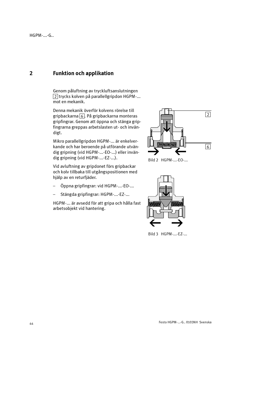 2funktion och applikation | Festo Параллельный захват HGPM User Manual | Page 44 / 52