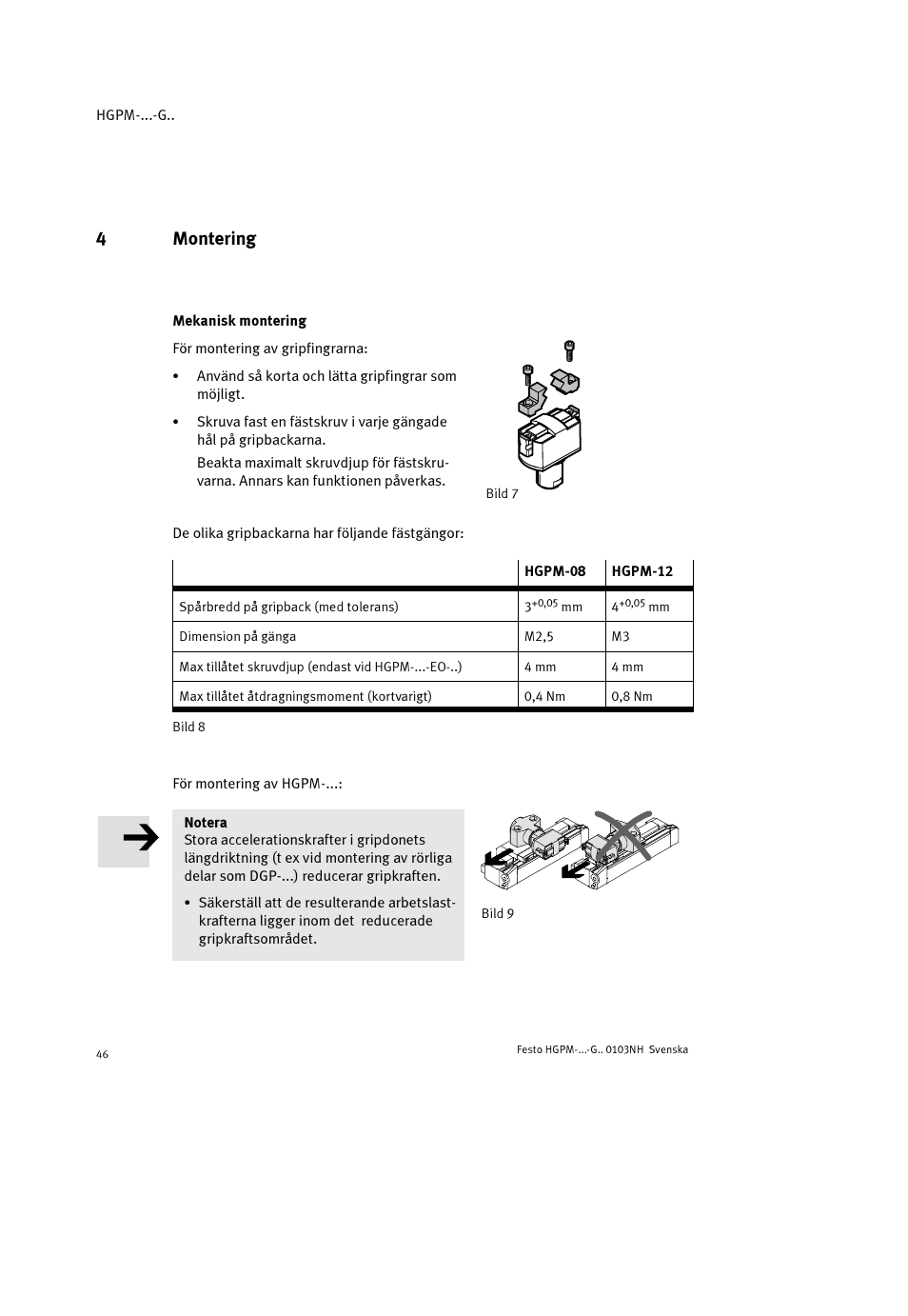4montering | Festo Параллельный захват HGPM User Manual | Page 46 / 52
