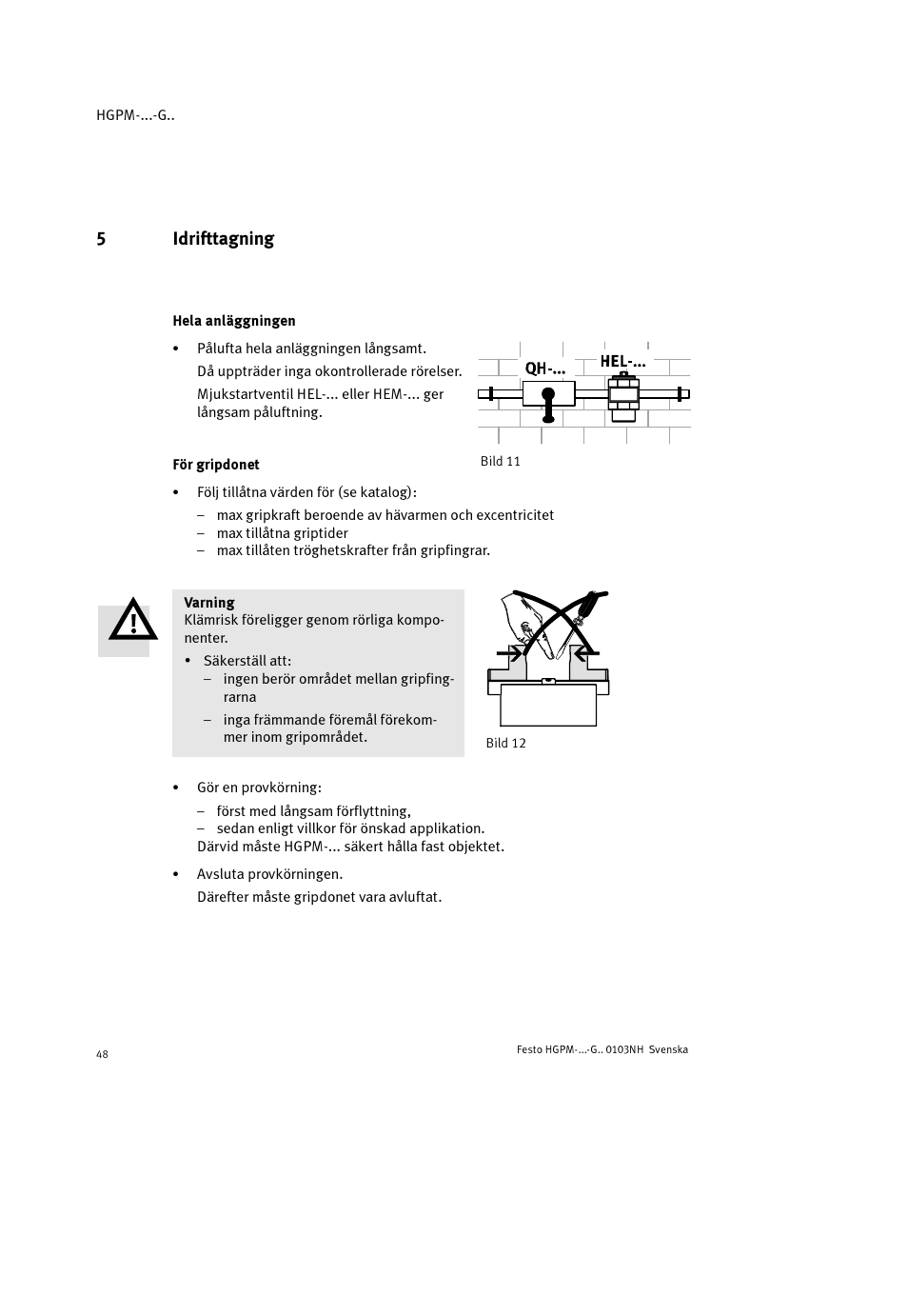 5idrifttagning | Festo Параллельный захват HGPM User Manual | Page 48 / 52
