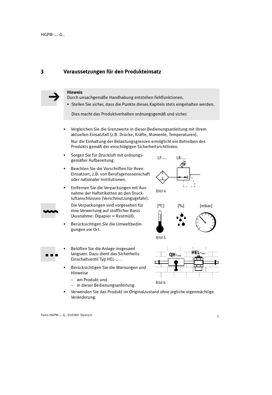 3voraussetzungen für den produkteinsatz | Festo Параллельный захват HGPM User Manual | Page 5 / 52