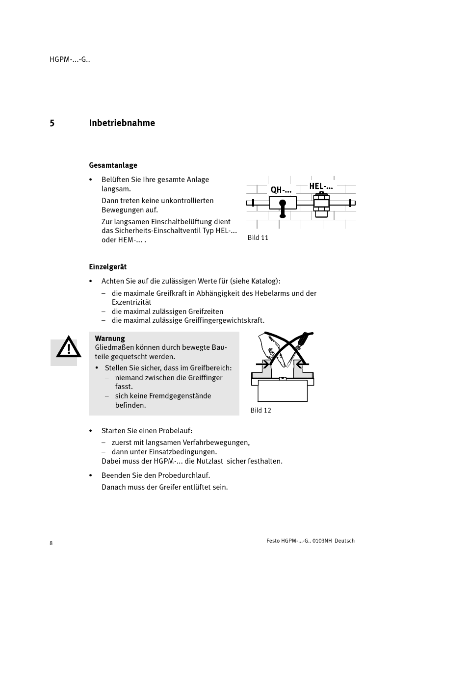 5inbetriebnahme | Festo Параллельный захват HGPM User Manual | Page 8 / 52