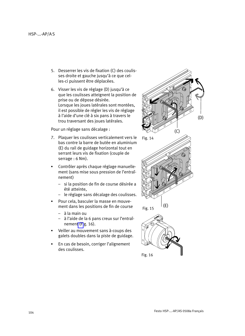 Festo Модуль перемещения HSP User Manual | Page 104 / 184