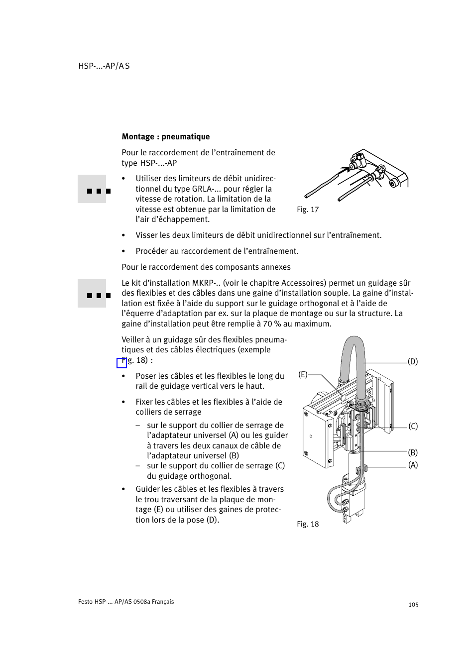 Montage : pneumatique | Festo Модуль перемещения HSP User Manual | Page 105 / 184