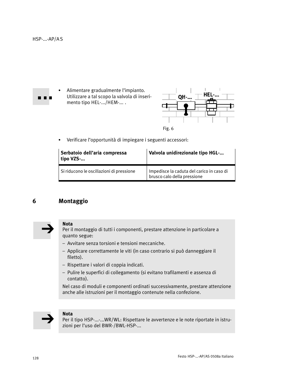 6 montaggio, 6montaggio | Festo Модуль перемещения HSP User Manual | Page 128 / 184