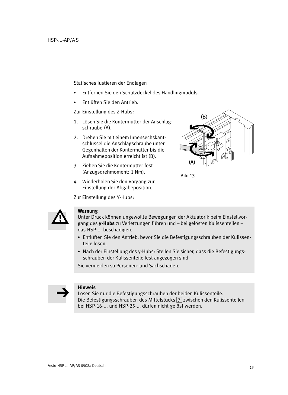 Festo Модуль перемещения HSP User Manual | Page 13 / 184