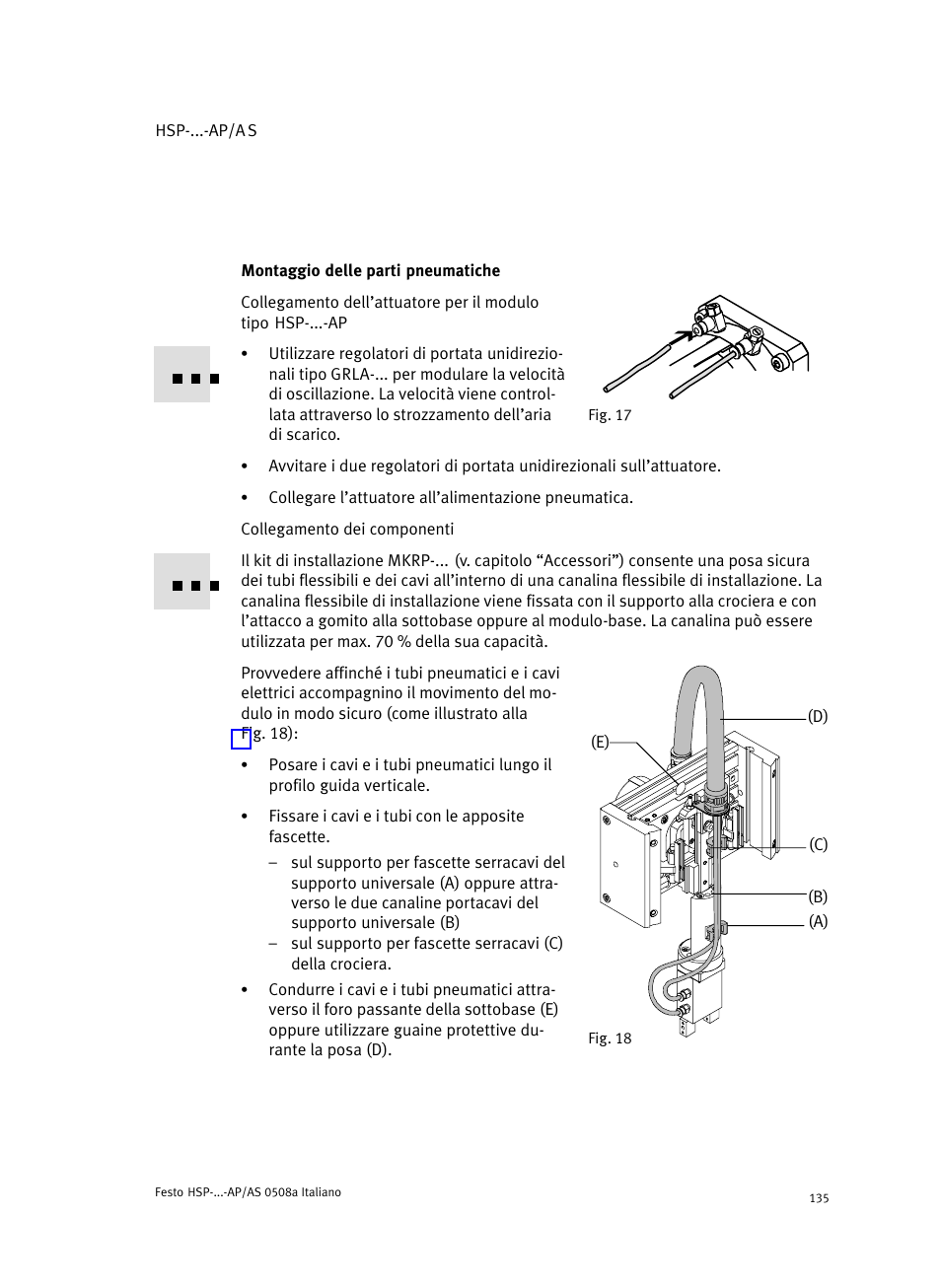 Montaggio delle parti pneumatiche | Festo Модуль перемещения HSP User Manual | Page 135 / 184