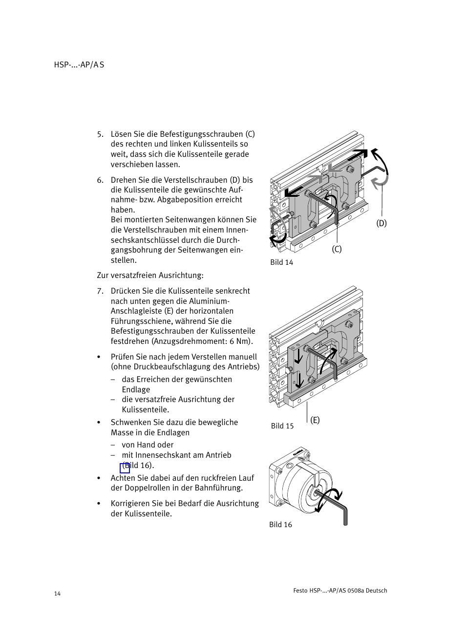 Festo Модуль перемещения HSP User Manual | Page 14 / 184