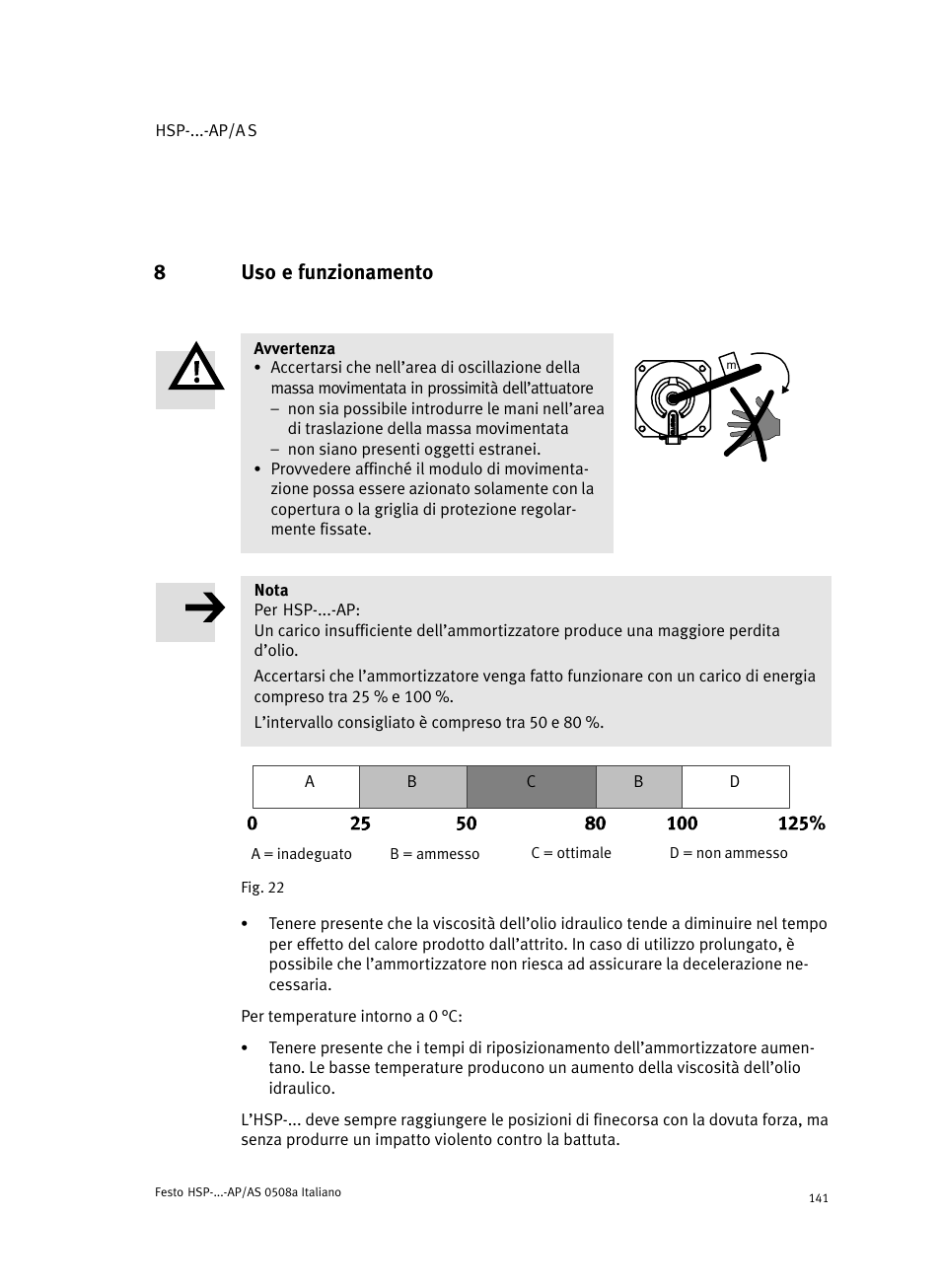 8 uso e funzionamento, 8uso e funzionamento | Festo Модуль перемещения HSP User Manual | Page 141 / 184