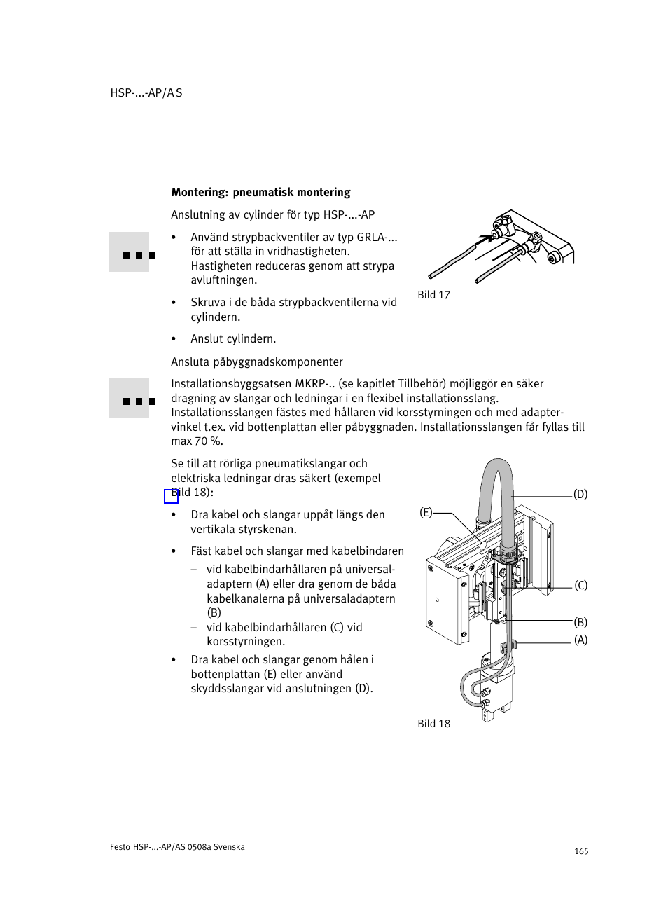 Montering: pneumatisk montering | Festo Модуль перемещения HSP User Manual | Page 165 / 184