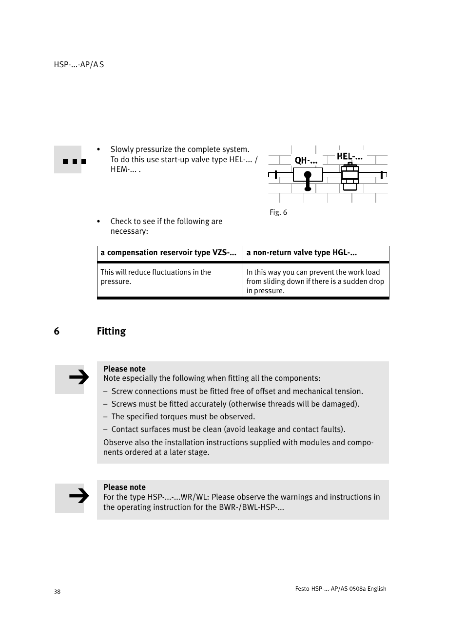 6 fitting, 6fitting | Festo Модуль перемещения HSP User Manual | Page 38 / 184