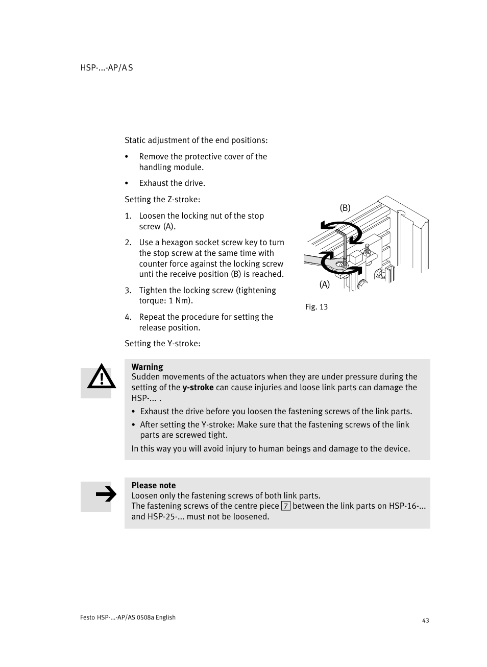 Festo Модуль перемещения HSP User Manual | Page 43 / 184