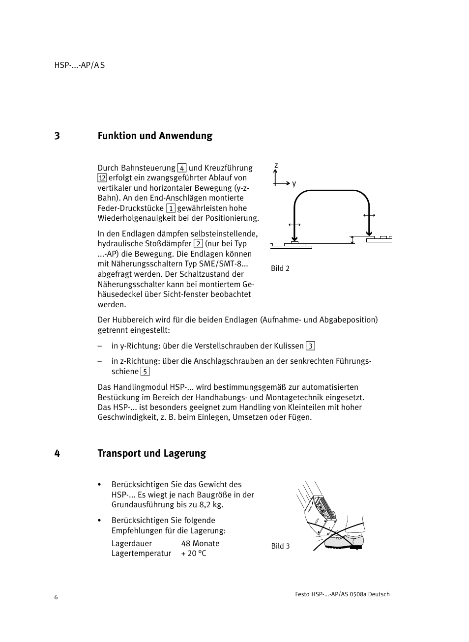 3 funktion und anwendung, 4 transport und lagerung, 3funktion und anwendung | 4transport und lagerung | Festo Модуль перемещения HSP User Manual | Page 6 / 184