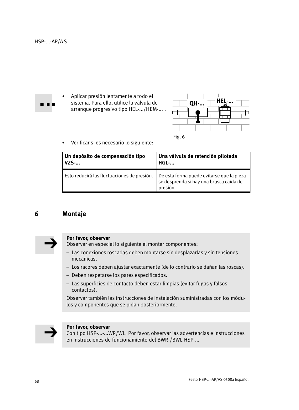 6 montaje, 6montaje | Festo Модуль перемещения HSP User Manual | Page 68 / 184