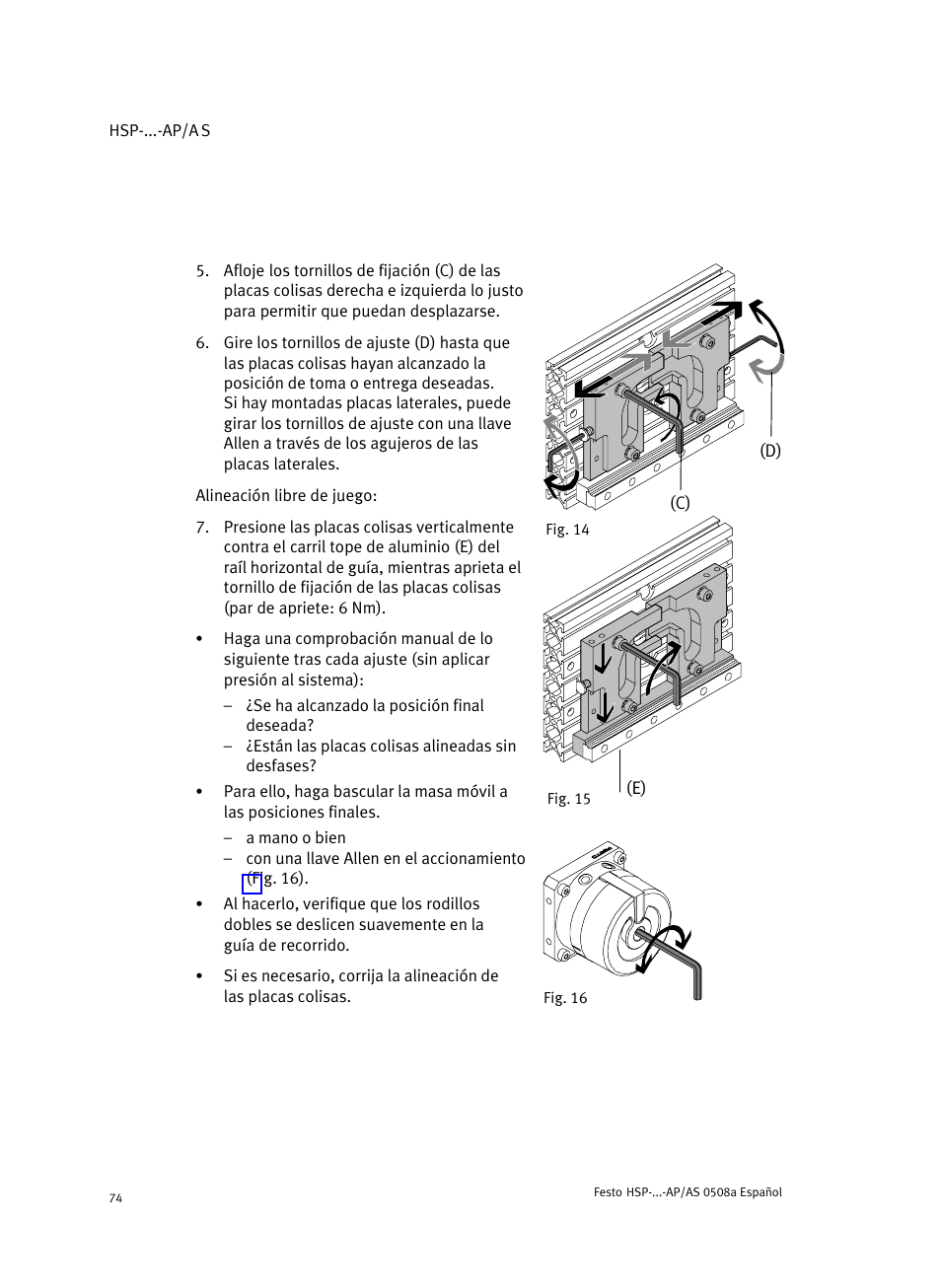 Festo Модуль перемещения HSP User Manual | Page 74 / 184