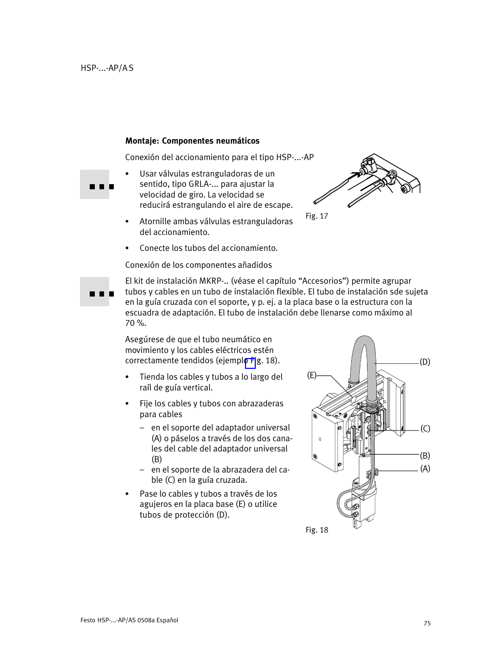 Montaje: componentes neumáticos | Festo Модуль перемещения HSP User Manual | Page 75 / 184