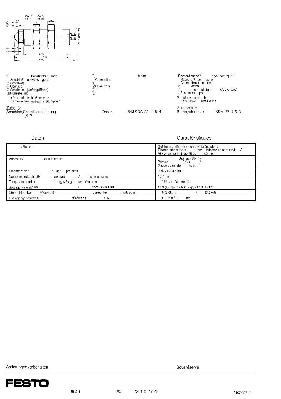 Pneumatic, Technische technical data techniques | Festo Генераторы сигналов остановки SDK-4-PK-3 User Manual | Page 2 / 2