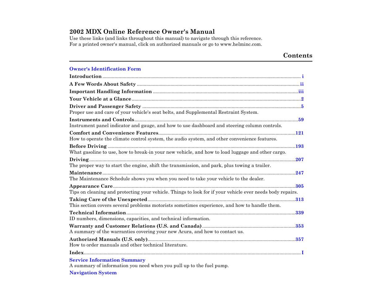 Acura 2002 MDX User Manual | 1 page