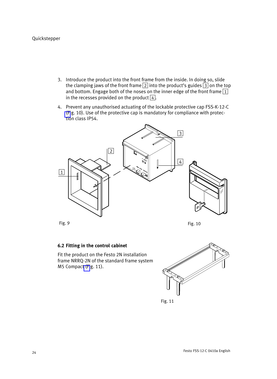 2 fitting in the control cabinet | Festo Quickstepper FSS User Manual | Page 24 / 100
