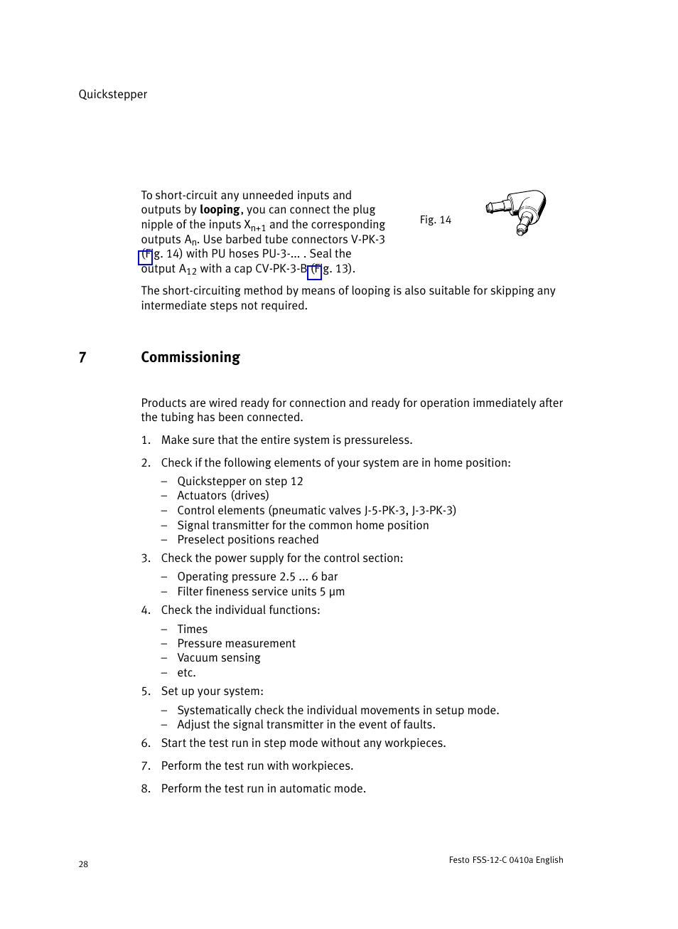 7 commissioning, 7commissioning | Festo Quickstepper FSS User Manual | Page 28 / 100