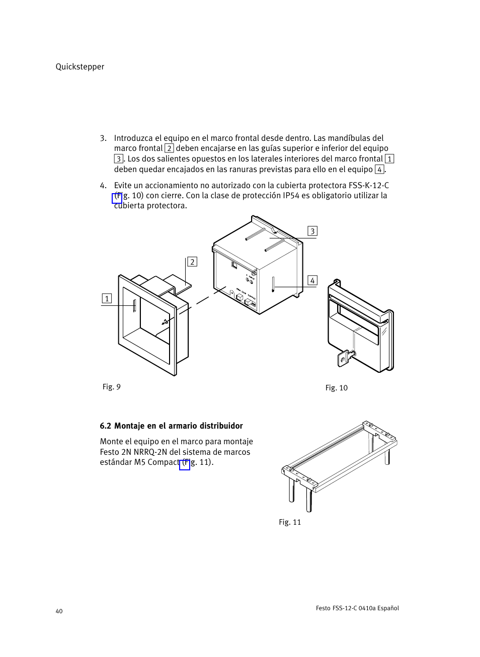 2 montaje en el armario distribuidor | Festo Quickstepper FSS User Manual | Page 40 / 100