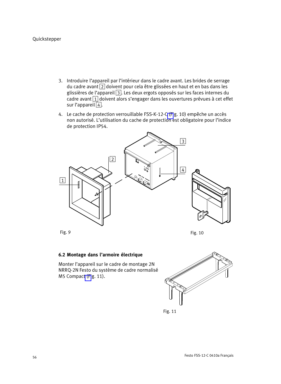2 montage dans l'armoire électrique | Festo Quickstepper FSS User Manual | Page 56 / 100