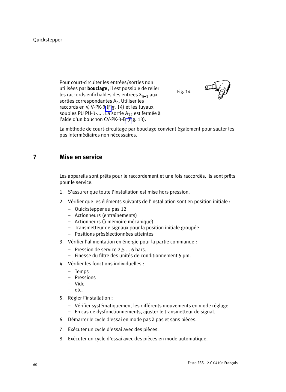 7 mise en service, V−pk−3 (fig, 7mise en service | Festo Quickstepper FSS User Manual | Page 60 / 100