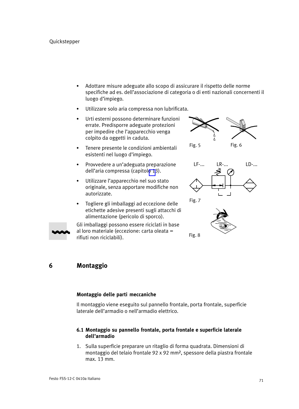 6 montaggio, Montaggio delle parti meccaniche, 6montaggio | Festo Quickstepper FSS User Manual | Page 71 / 100