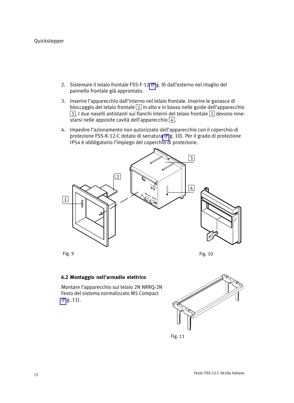 2 montaggio nell'armadio elettrico | Festo Quickstepper FSS User Manual | Page 72 / 100