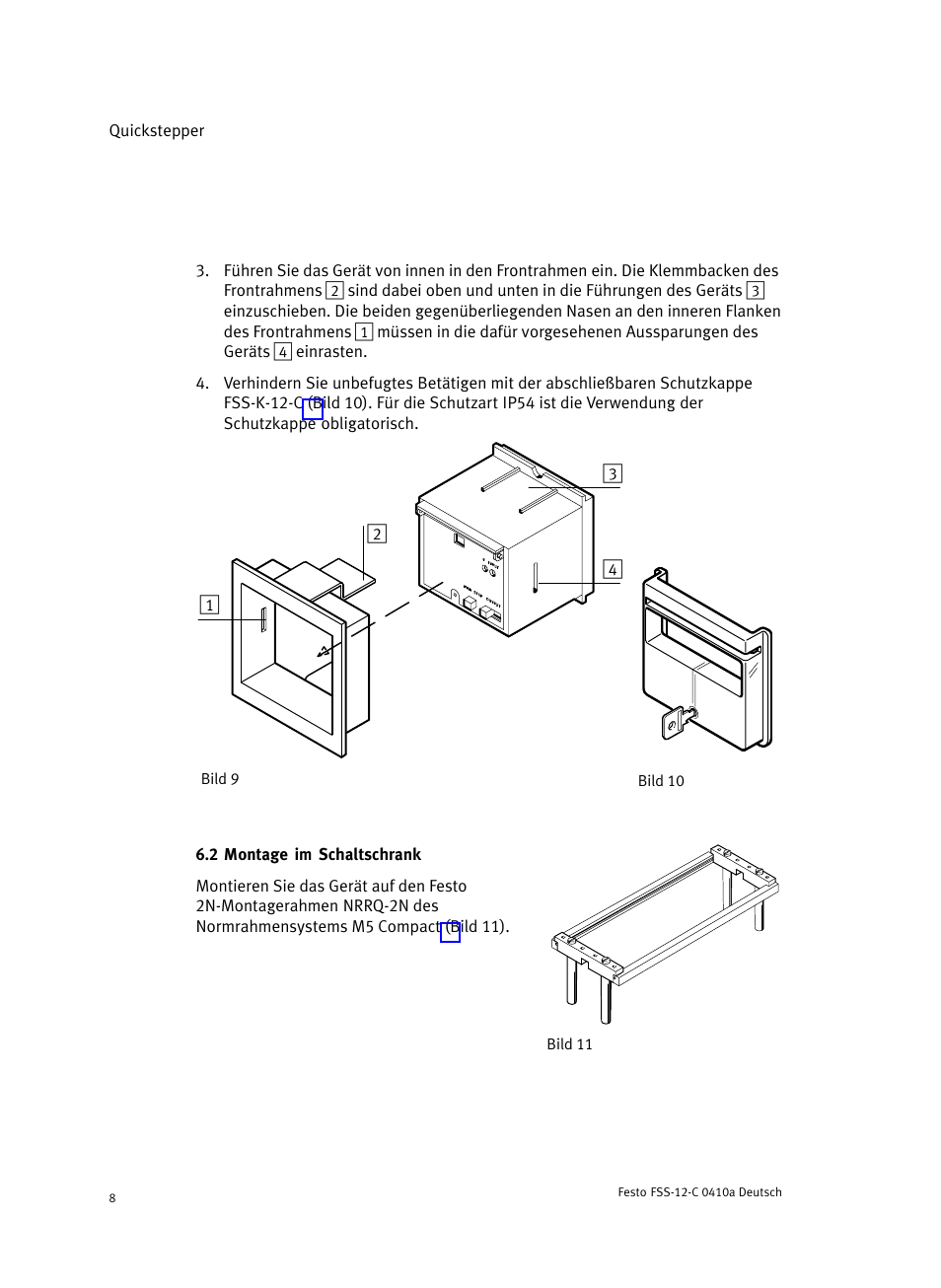 2 montage im schaltschrank | Festo Quickstepper FSS User Manual | Page 8 / 100