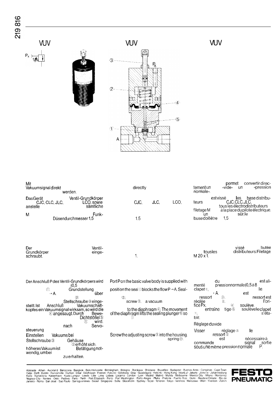 Festo Давление и вакуум VUV User Manual | 2 pages