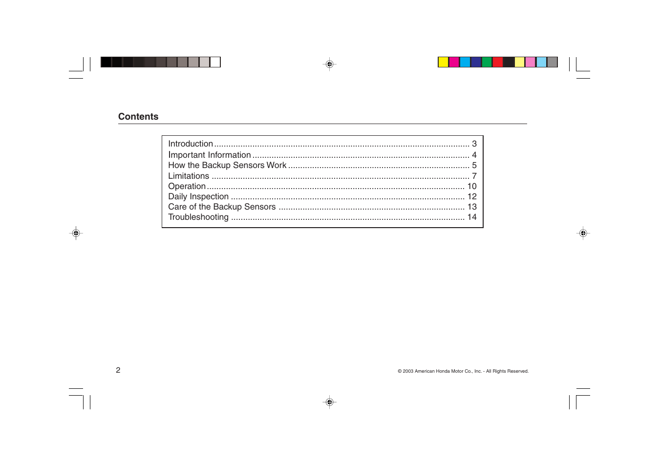 Acura Backup Sensors 08V67-SEP-2000-81 User Manual | Page 2 / 16