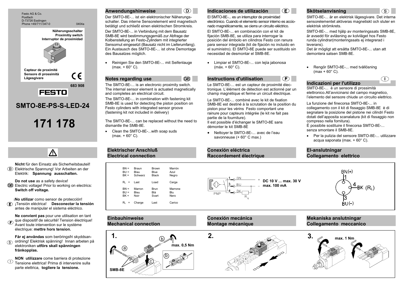 Festo SMTO-8E-PS-S-LED-24 User Manual | 2 pages