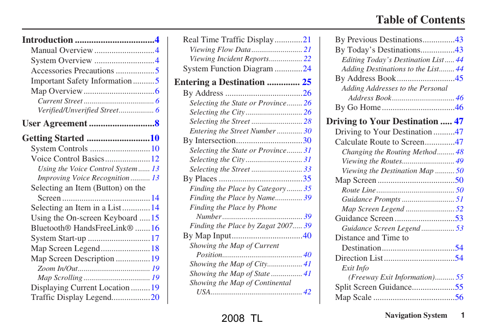 Acura 2008 TL User Manual | 152 pages