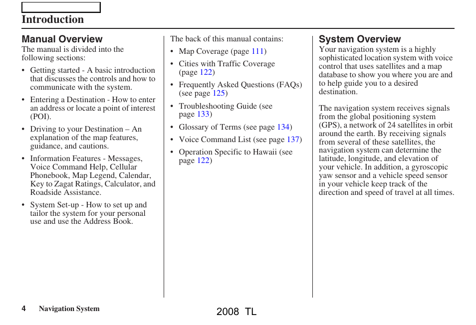 Introduction, 2008 tl | Acura 2008 TL User Manual | Page 4 / 152