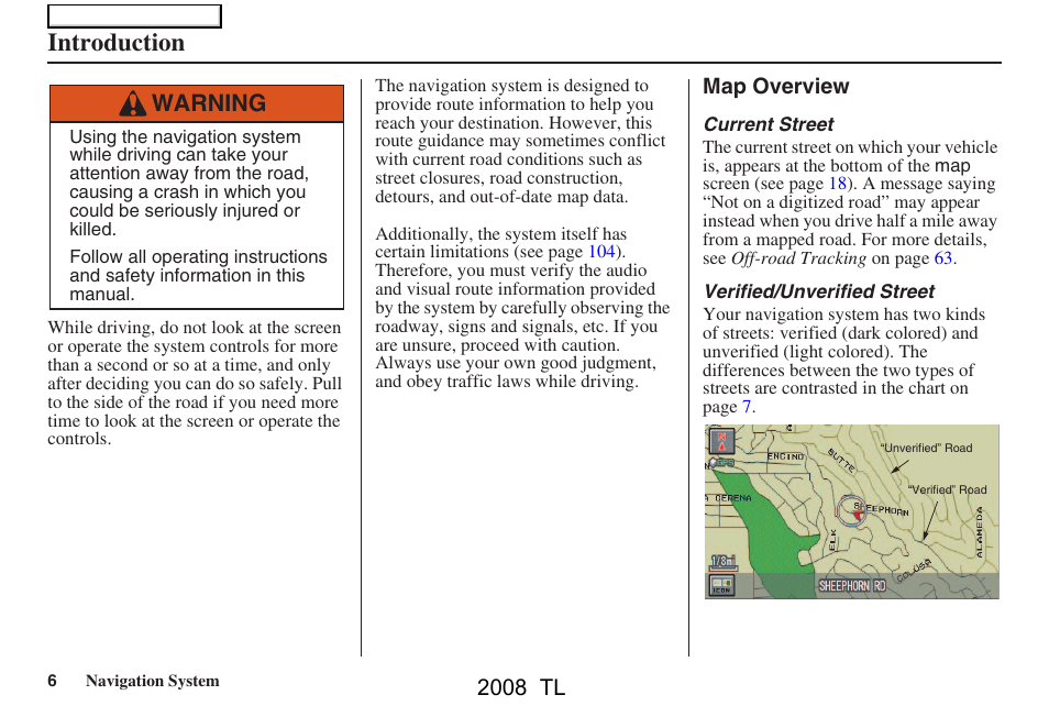 Introduction, Warning, 2008 tl | Acura 2008 TL User Manual | Page 6 / 152