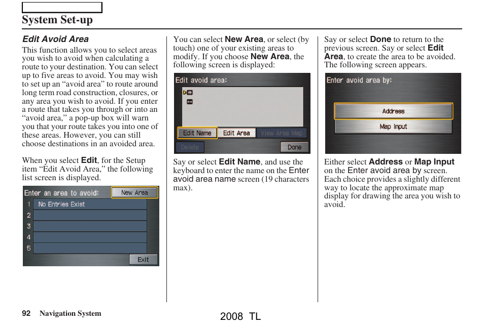 System set-up, 2008 tl | Acura 2008 TL User Manual | Page 92 / 152