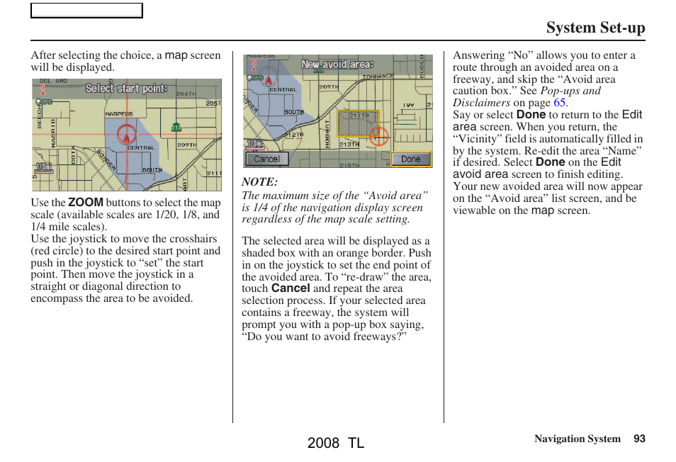 System set-up, 2008 tl | Acura 2008 TL User Manual | Page 93 / 152